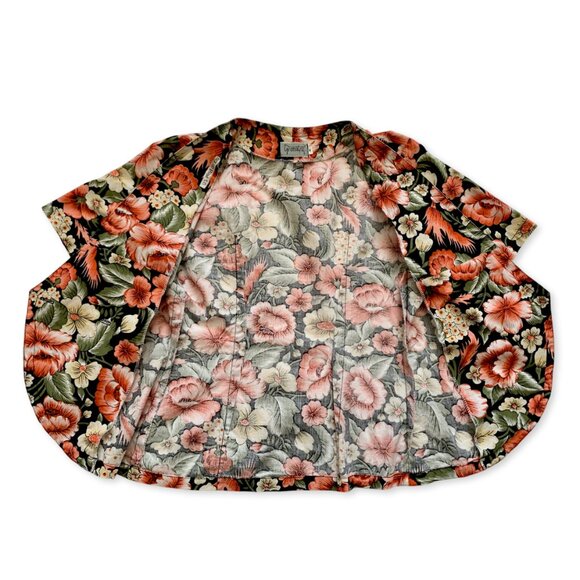 Geometry Floral Double Breasted Button Up Blouse Top Whimsigoth Cottagecore Boho - Picture 4 of 12